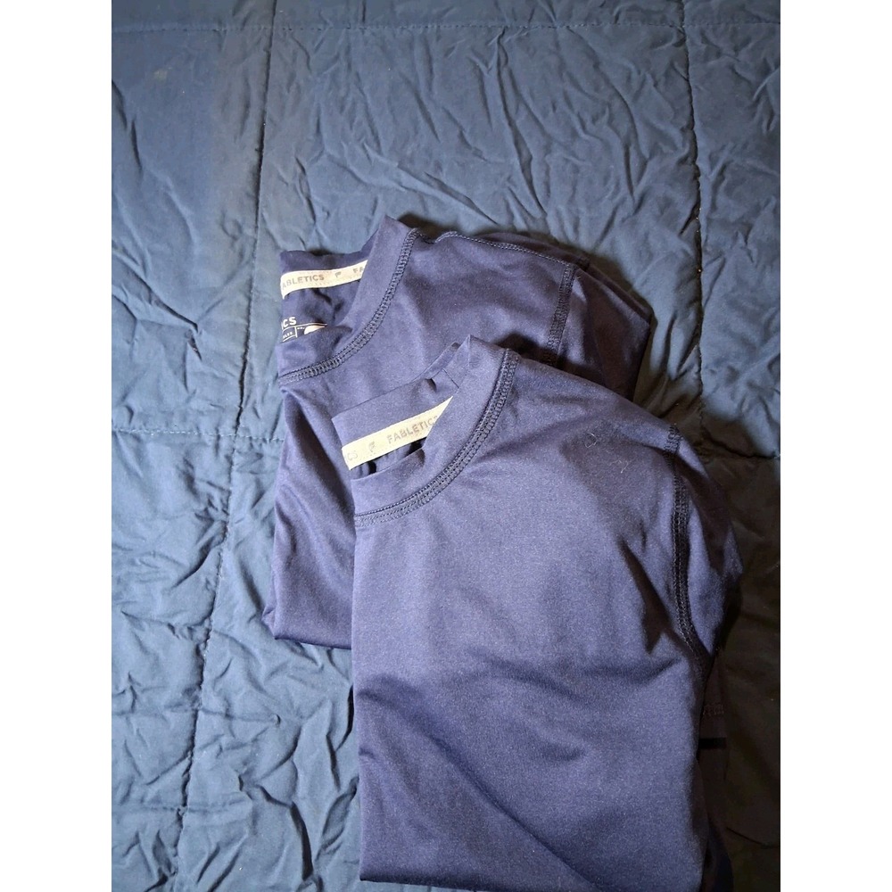 Fabletics Feel Good Performance CrewNeck Blue Shirt Men's Medium Lot Of 2